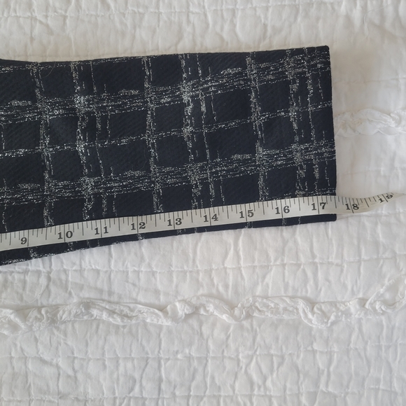 APT. 9 Ponte Stretch Knit Jacket Shine Plaid L NWT Black & Silver - Picture 15 of 16